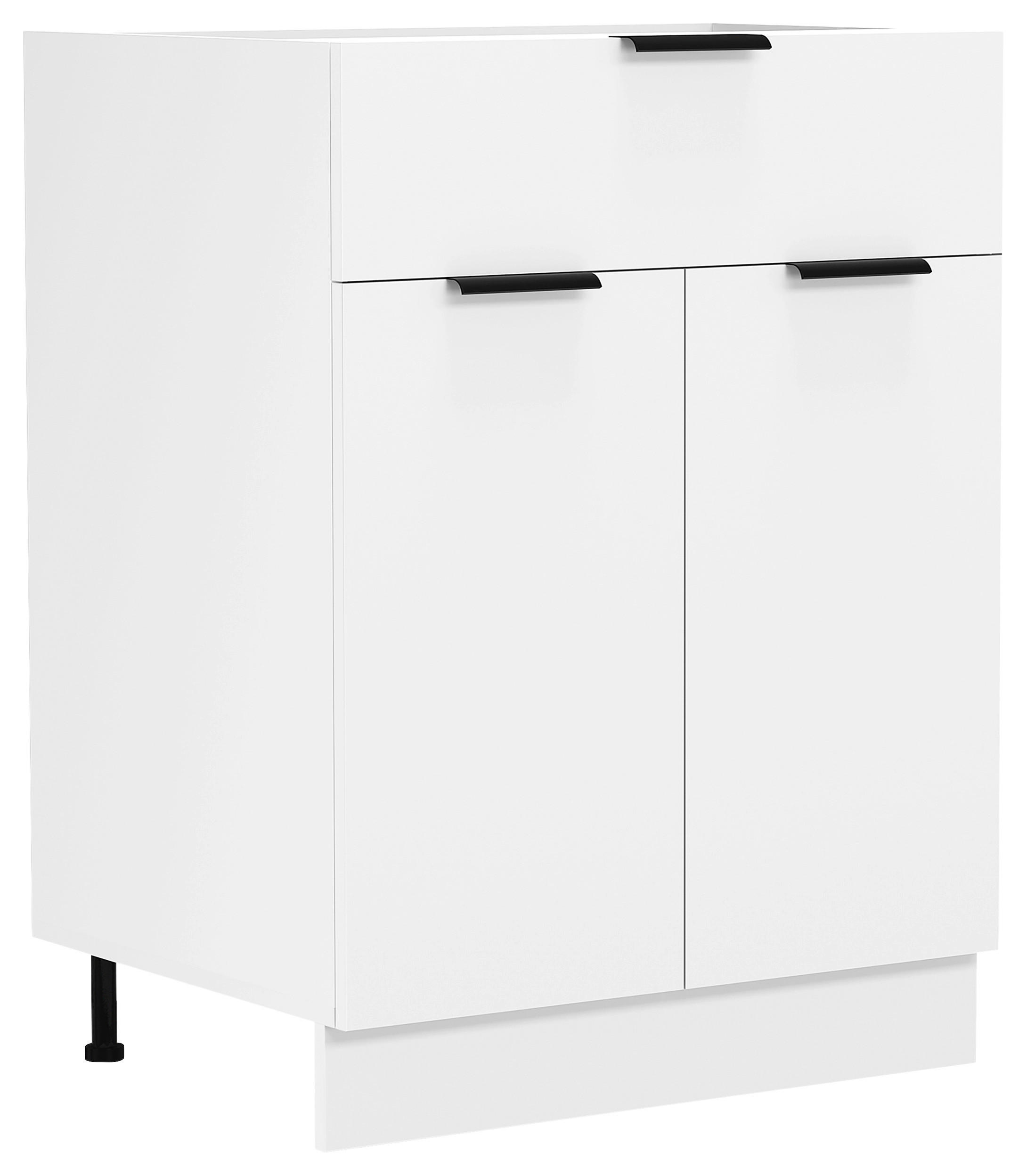 KÜCHENUNTERSCHRANK 60/82/46 cm  in Weiss  - Weiss/Schwarz, Trend, Holzwerkstoff/Kunststoff (60/82/46cm) - MID.YOU