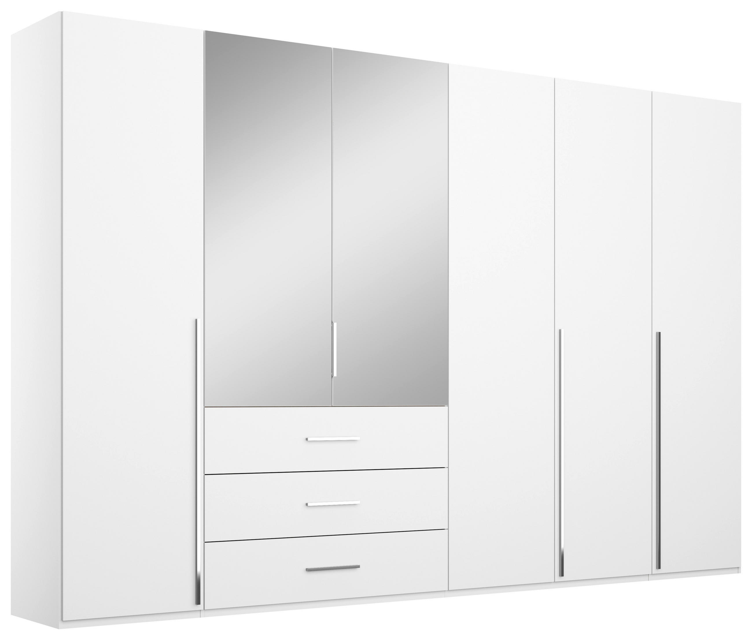 DREHTÜRENSCHRANK 301/223/60 cm,  in Weiß, 6-türig  - Chromfarben/Weiß, Design, Glas/Holzwerkstoff (301/223/60cm) - home24