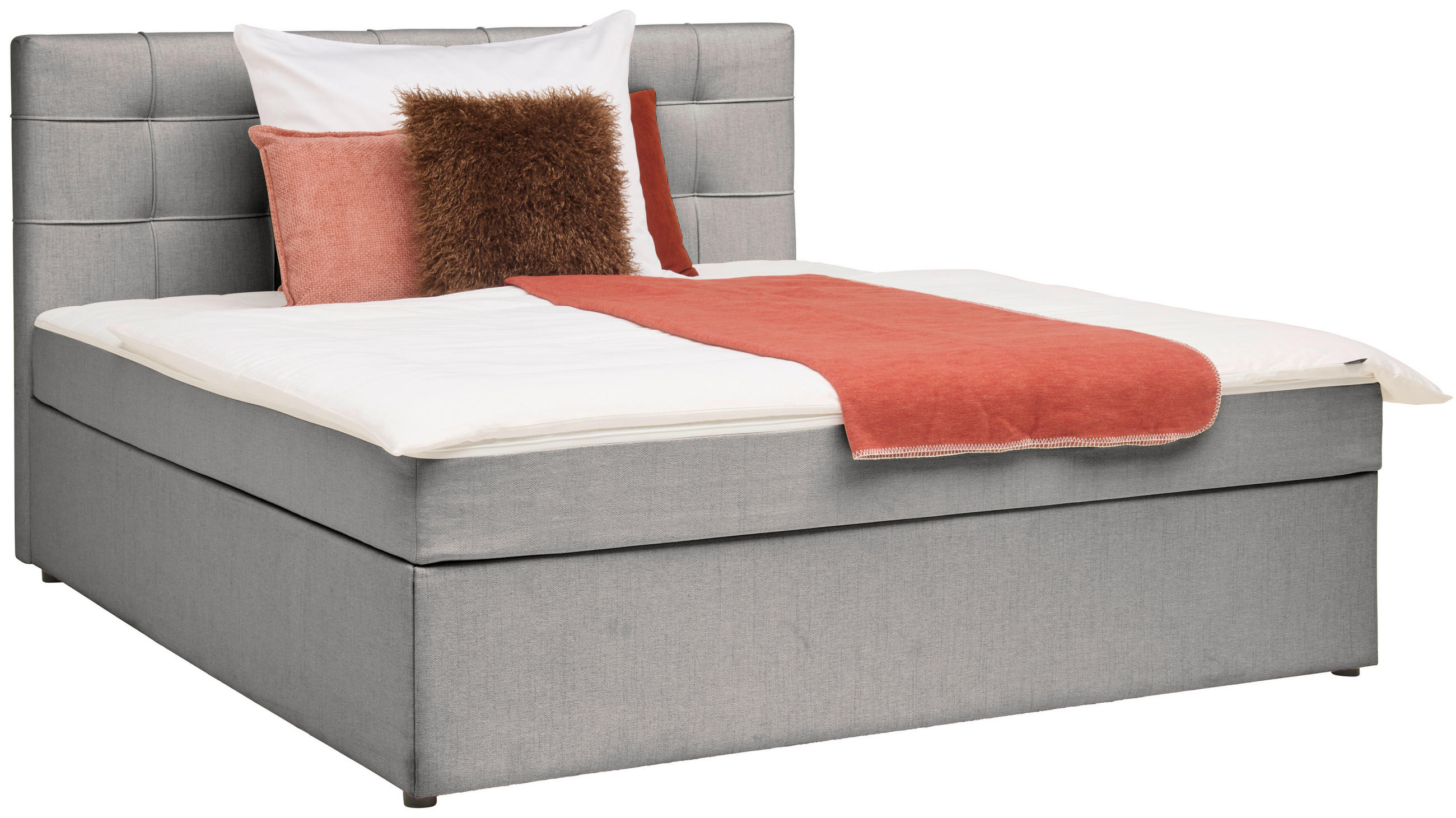 BOXBETT 200/200 cm,  in Grau,  - Grau, MODERN, Holz/Textil (200/200cm) - MID.YOU