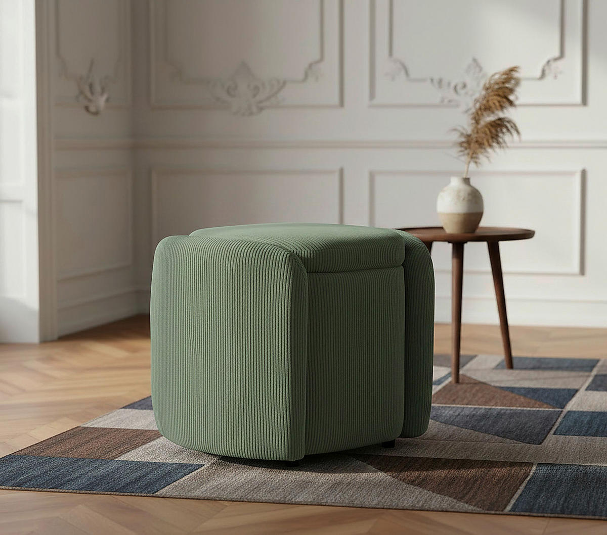 HOCKER in Textil Grün  - Schwarz/Grün, Design, Kunststoff/Textil (57/47/42cm) - P & B
