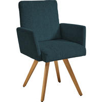 ARMLEHNSTUHL  in Chenille  - Eichefarben/Dunkelblau, Design, Holz/Textil (56/92/60cm) - Dieter Knoll