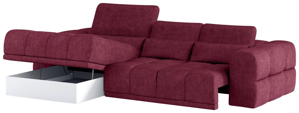 HÖRNSOFFA i chenille mörkröd  - mörkröd/svart, Klassisk, textil/plast (203/290cm) - MID.YOU
