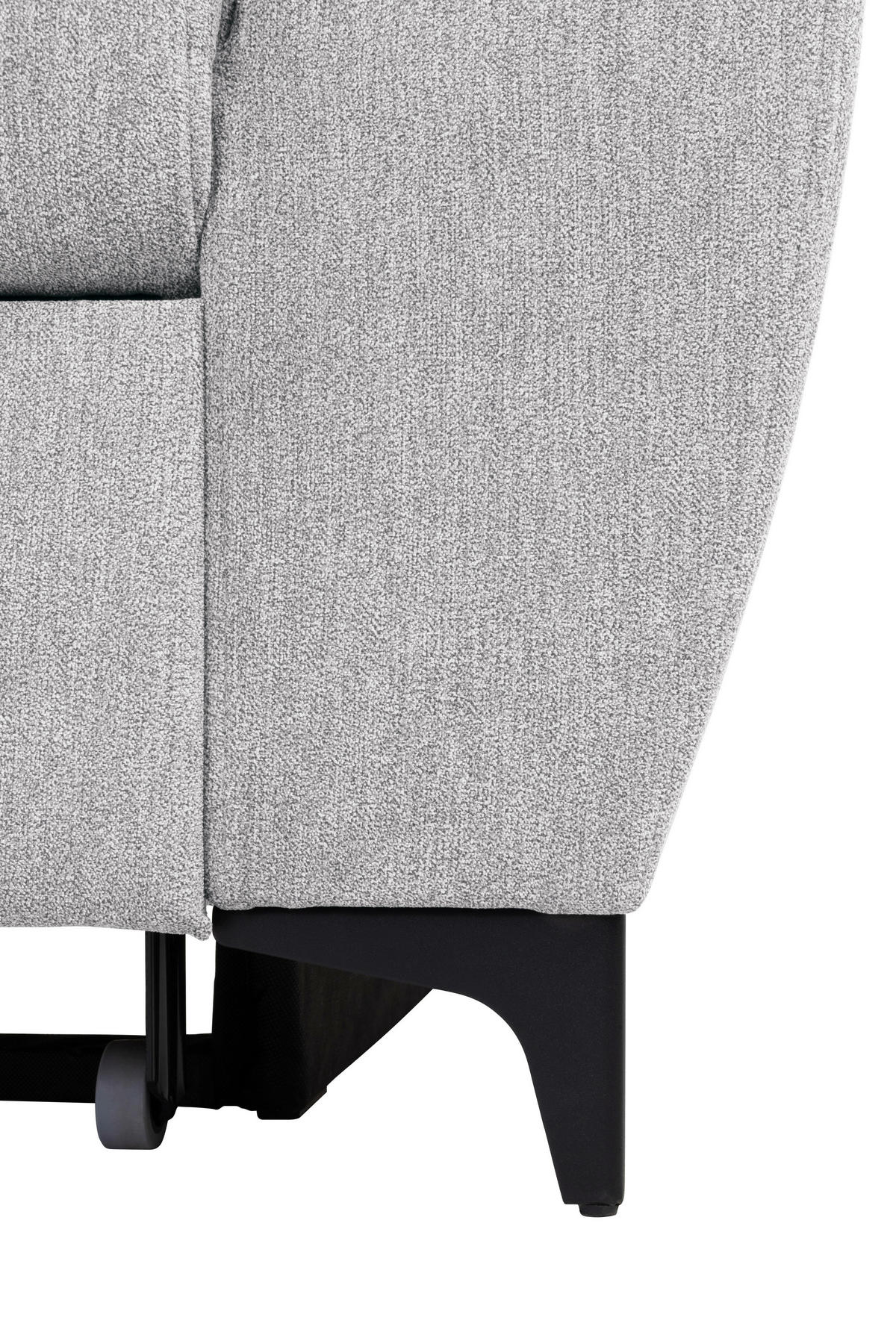 ECKSOFA in Velours Hellgrau  - Hellgrau/Schwarz, Konventionell, Textil/Metall (217/255cm) - MID.YOU