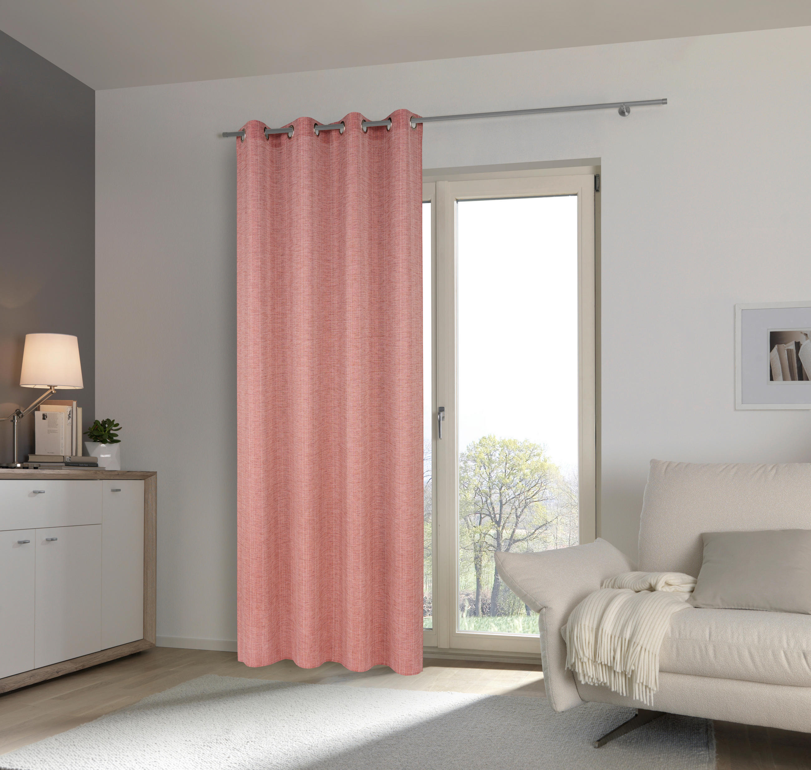 ZÁVES S OČKAMI, polopriehľadné, 140/245 cm - medená, Design, textil (140/245cm) - Esposa