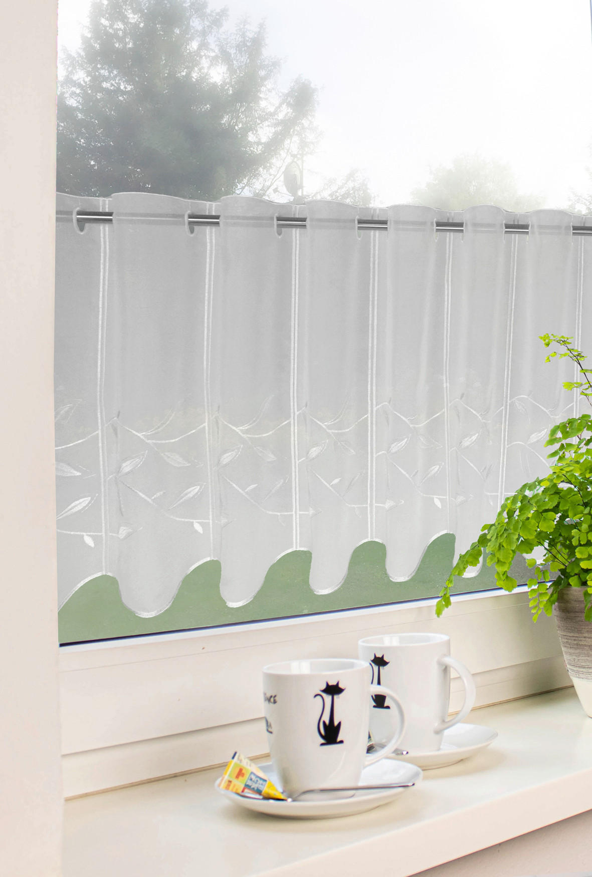 KURZGARDINE   150/45 cm   - Weiß, KONVENTIONELL, Textil (150/45cm)
