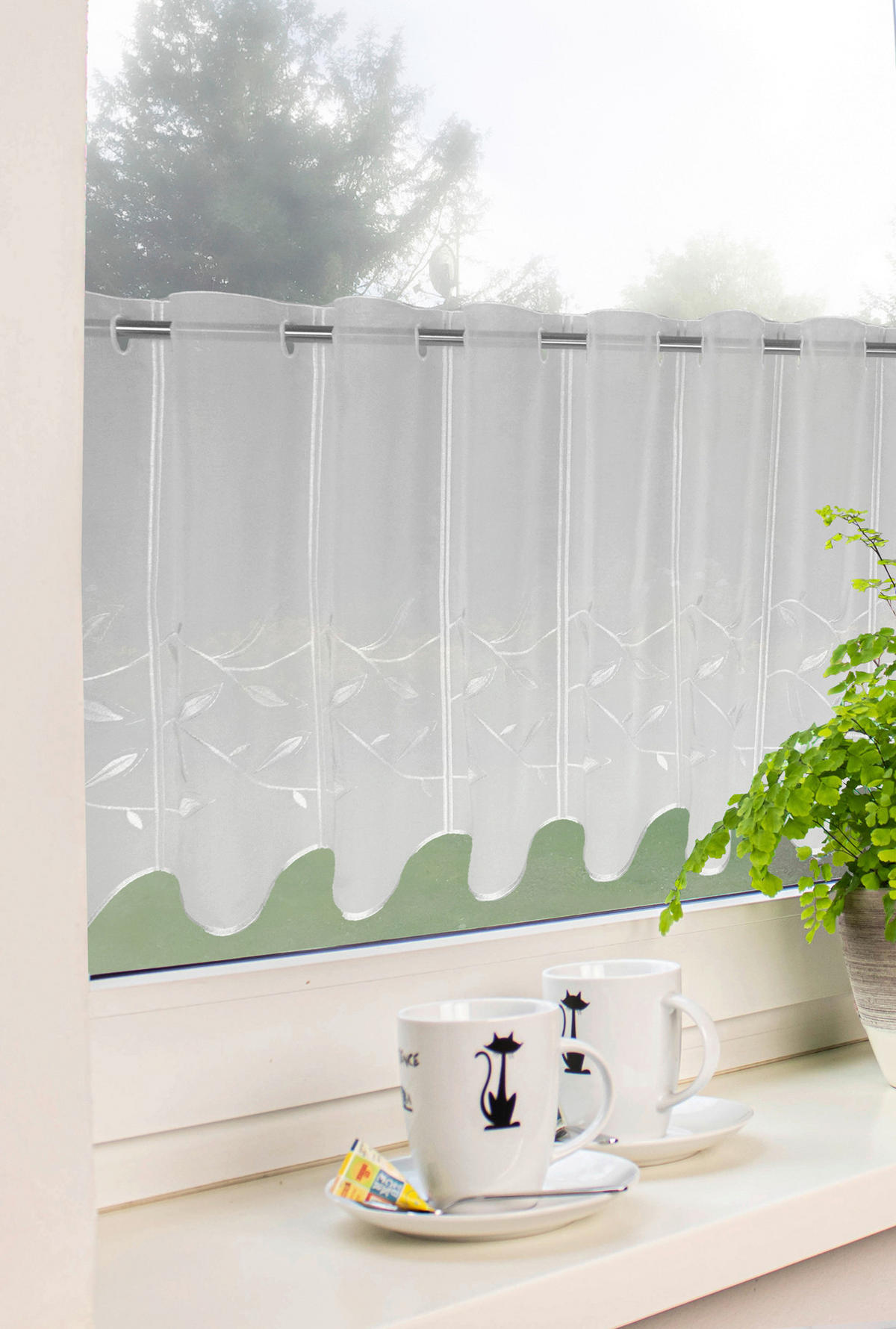 KURZGARDINE   150/45 cm   - Weiß, KONVENTIONELL, Textil (150/45cm)
