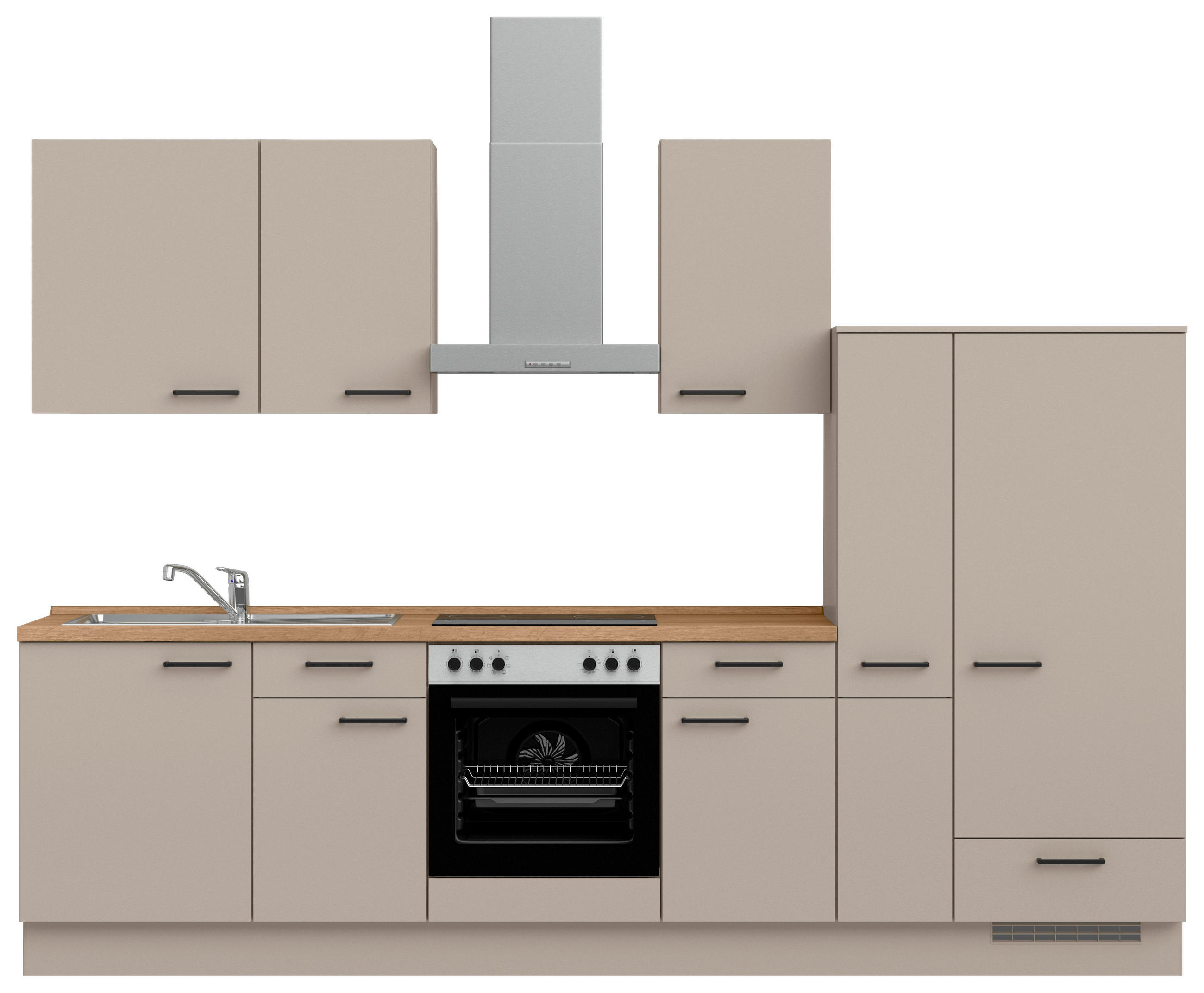 KÜCHENBLOCK Easytouch 300 cm  in Eichefarben, Sandfarben  - Sandfarben/Eichefarben, MODERN, Holzwerkstoff/Metall (300cm) - Nobilia