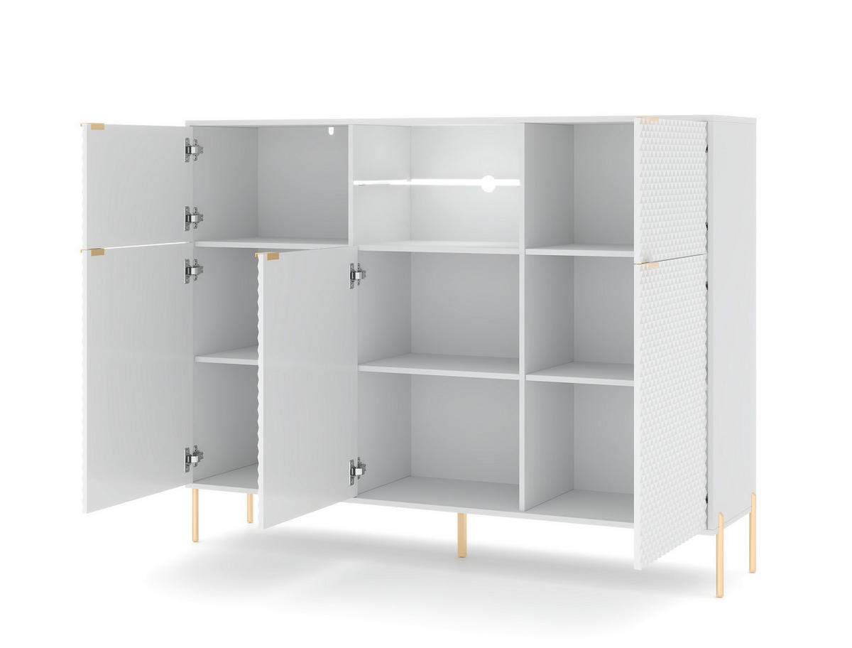 SIDEBOARD  in 154/125,9/42 cm  - Goldfarben/Weiß, Design, Glas/Holzwerkstoff (154/125,9/42cm) - MID.YOU