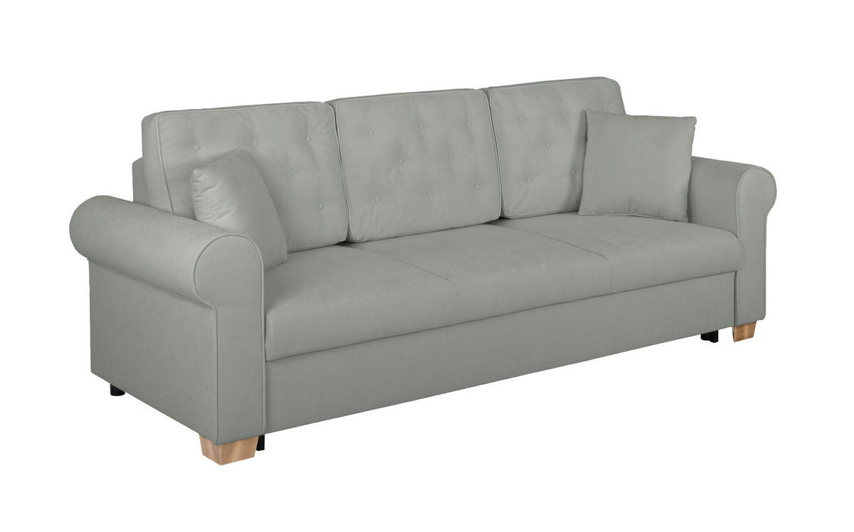 SCHLAFSOFA Chenille Dunkelgrau  - Dunkelgrau/Buchefarben, Design, Holz/Textil (240/94/98cm) - MID.YOU