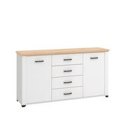 KOMODA, biela, dub artisan, 161/86/41 cm - biela/dub artisan, Basics, kov/kompozitné drevo (161/86/41cm) - Landscape