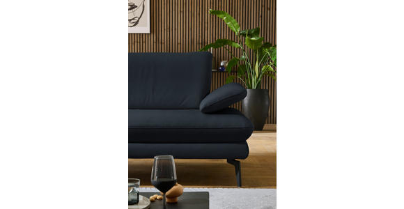 ECKSOFA in Echtleder Dunkelblau 195/308 cm - Schwarz/Dunkelblau, Design, Leder/Metall (195/308cm) - Dieter Knoll