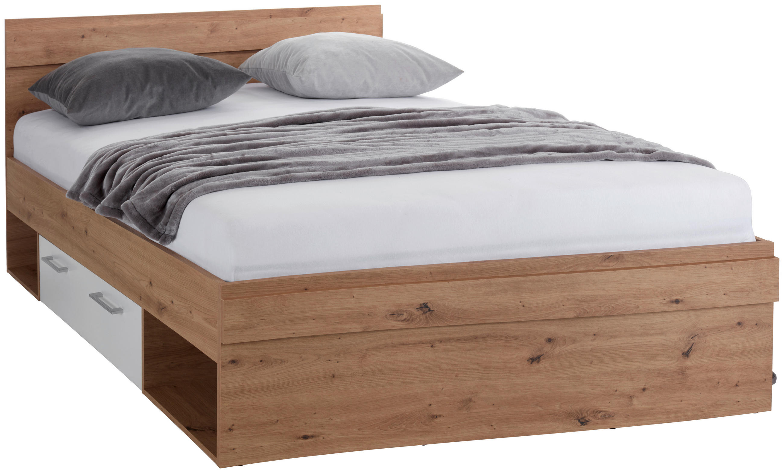 BETT 140/200 cm  in Weiß, Eichefarben  - Eichefarben/Eiche Artisan, MODERN (140/200cm) - Ondega