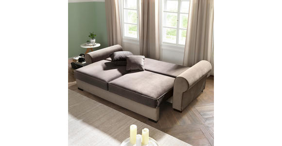 BIGSOFA in Textil Creme, Naturfarben - Creme/Braun, ROMANTIK / LANDHAUS, Kunststoff/Textil (256/74-90/106cm) - Hom`in