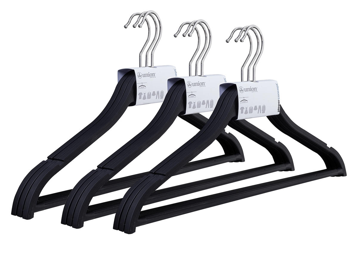 KLEIDERBÜGELSET 41 cm Kunststoff  - Schwarz, Design, Kunststoff (41cm)