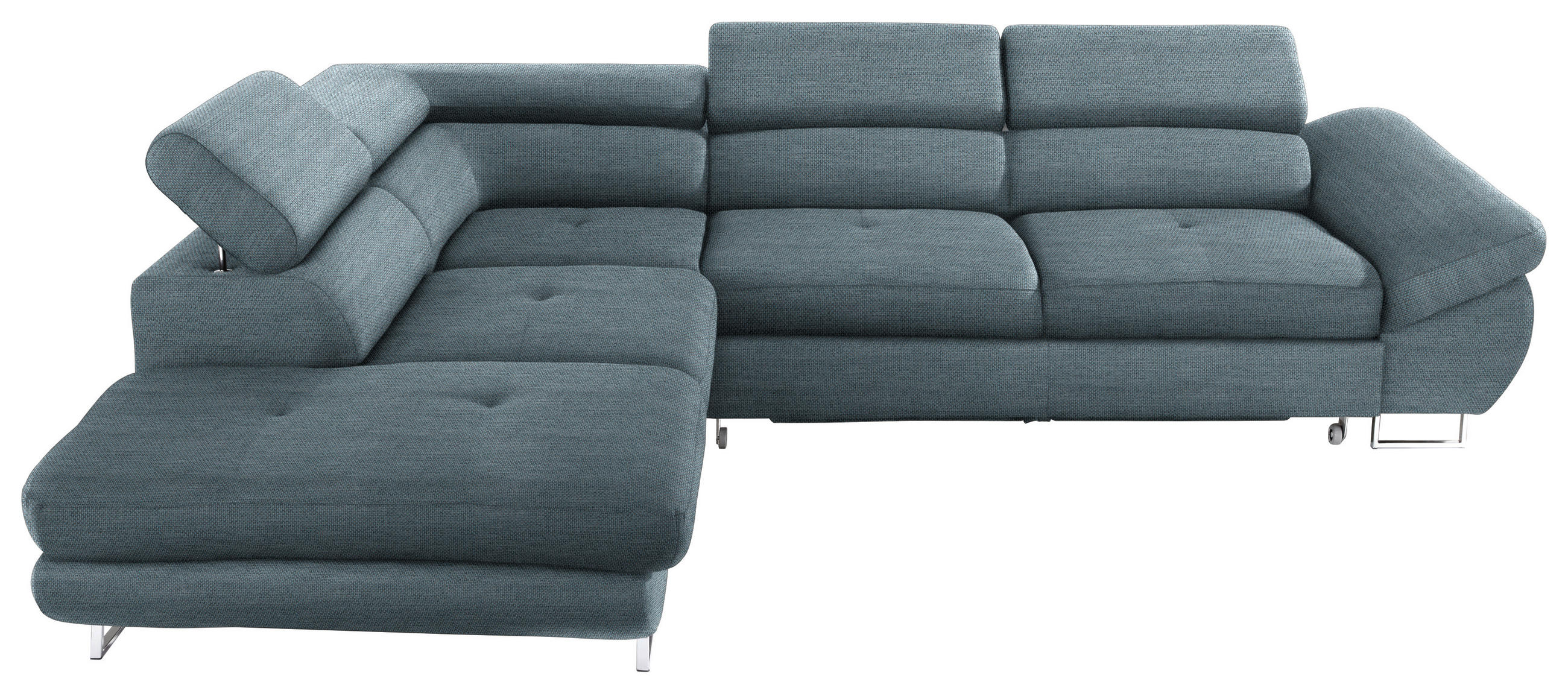 ECKSOFA in Webstoff Blaugrau  - Blaugrau, Design, Textil/Metall (235/280cm) - Hom`in