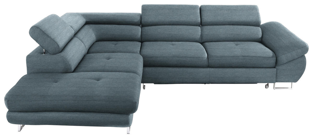 ECKSOFA in Webstoff Blaugrau  - Blaugrau, Design, Textil/Metall (235/280cm) - Hom`in
