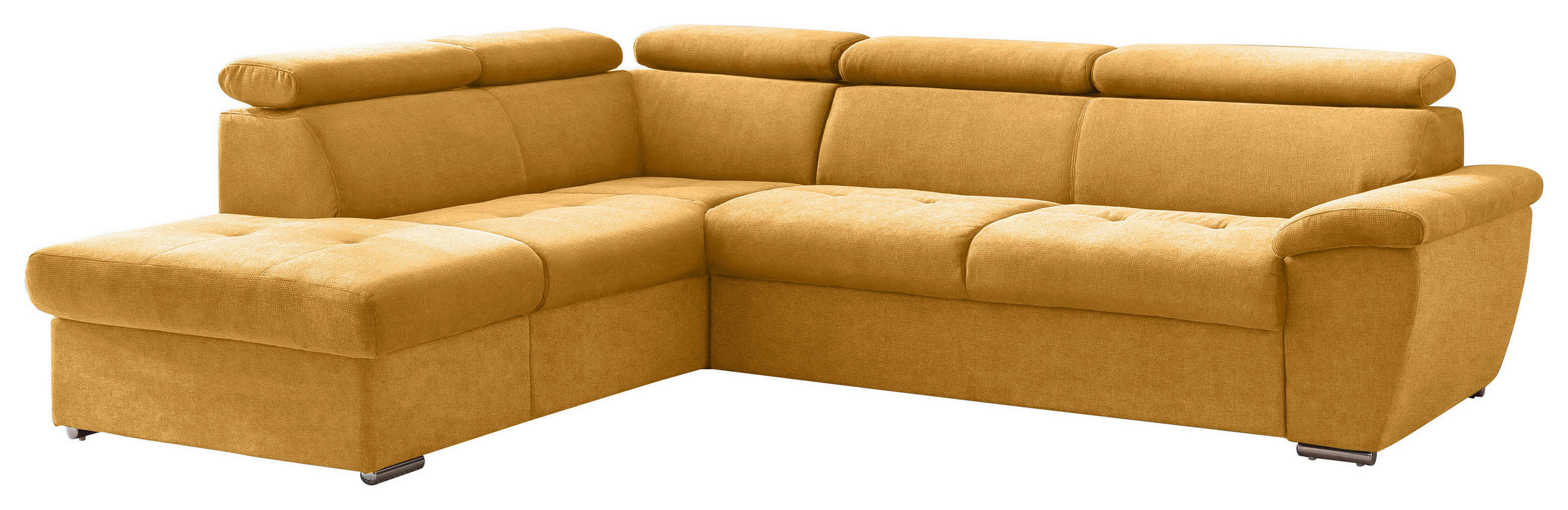 ECKSOFA Currygelb Chenille  - Chromfarben/Currygelb, Design, Textil/Metall (216/262cm) - Livetastic