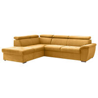 ECKSOFA Currygelb Chenille  - Chromfarben/Currygelb, Design, Textil/Metall (216/262cm) - Livetastic