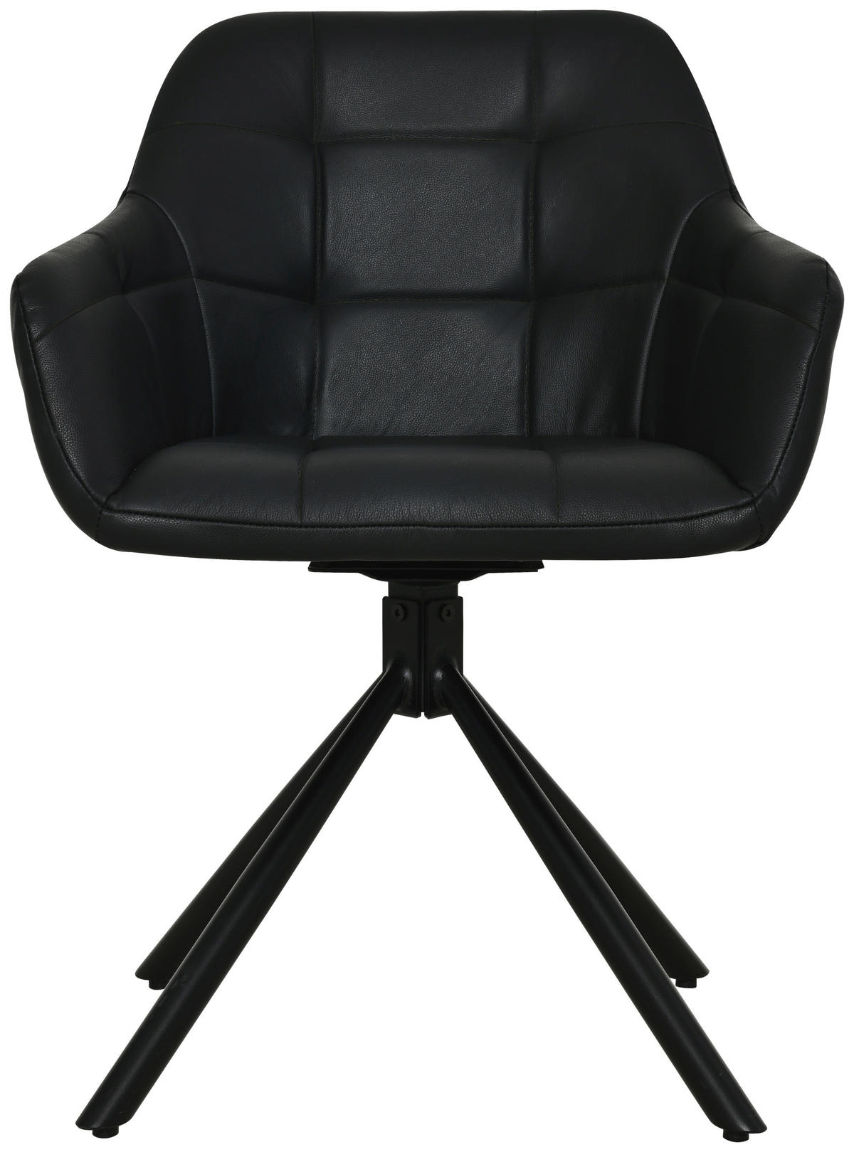 ARMLEHNSTUHL  in Eisen Echtleder pigmentiert  - Schwarz, Basics, Leder/Holz (56/82/59cm) - Livetastic