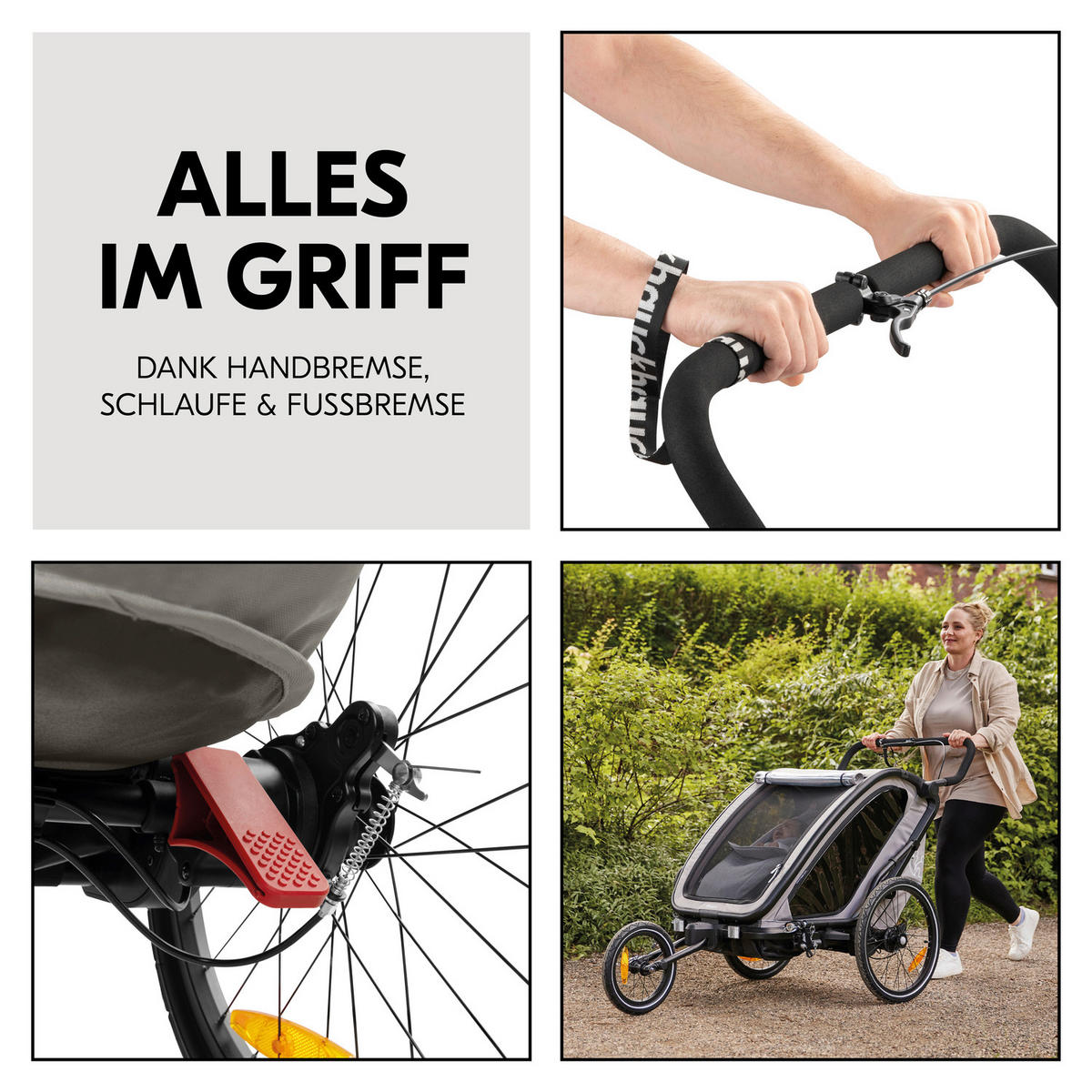 FAHRRADANHÄNGER   Bike N Walk Duo  - Hellgrau, Basics, Kunststoff/Textil (81/107/134cm) - Hauck