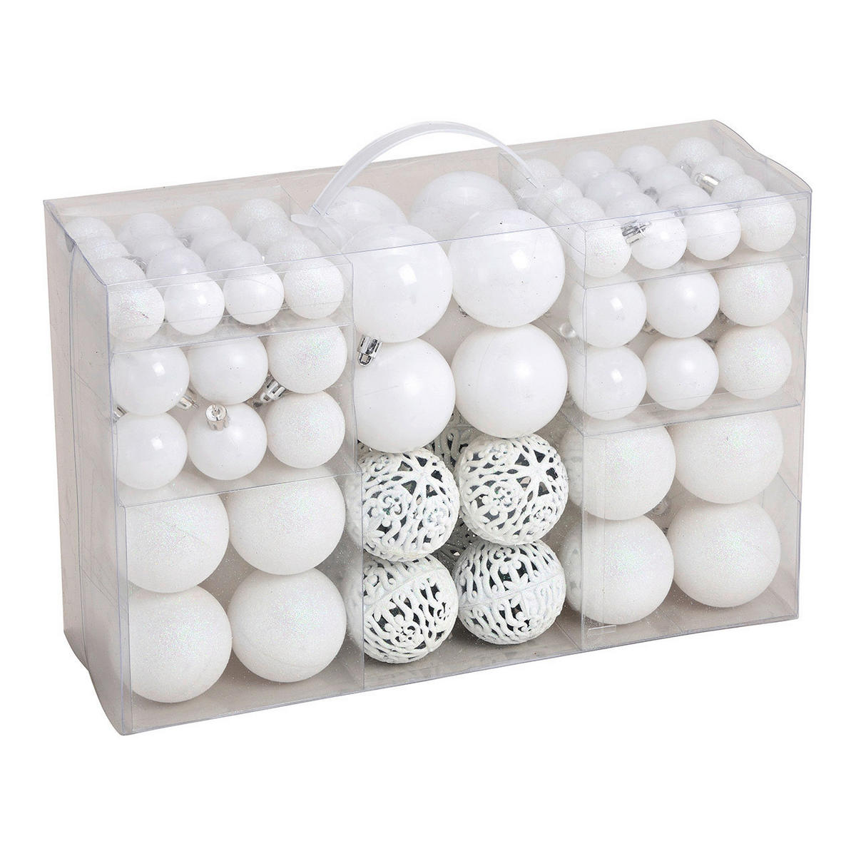 CHRISTBAUMKUGEL-SET 100-teilig  - Weiß, Basics, Kunststoff (35,0/23,0/12,0cm)