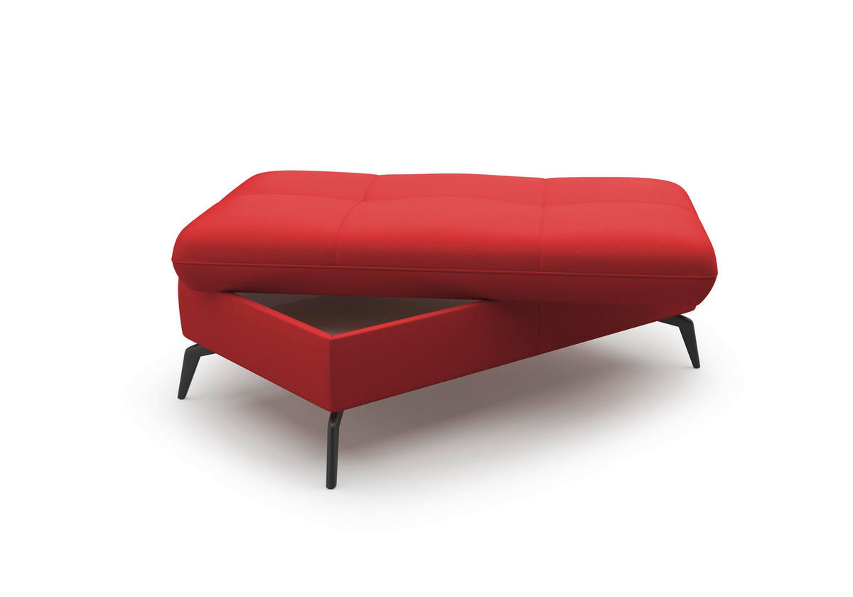 HOCKER in Leder Rot  - Rot/Schwarz, Konventionell, Leder/Metall (102/47/69cm) - Sit & More