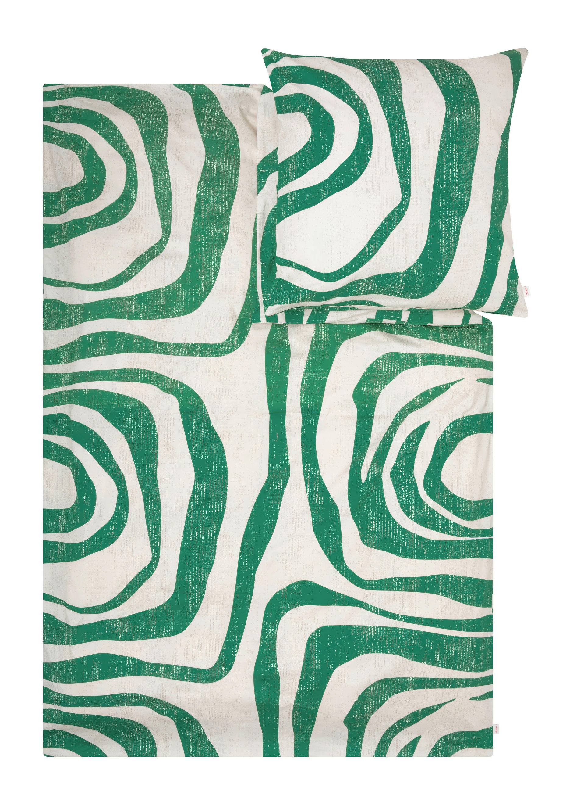 S. Oliver POSTEĽNÁ BIELIZEŇ, satén, zelená, prírodná farba, 140x200/70x90 cm