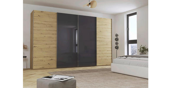 SCHWEBETÜRENSCHRANK 361/235/68 cm 4-türig - Chromfarben, KONVENTIONELL, Glas/Holzwerkstoff (361/235/68cm) - Novel