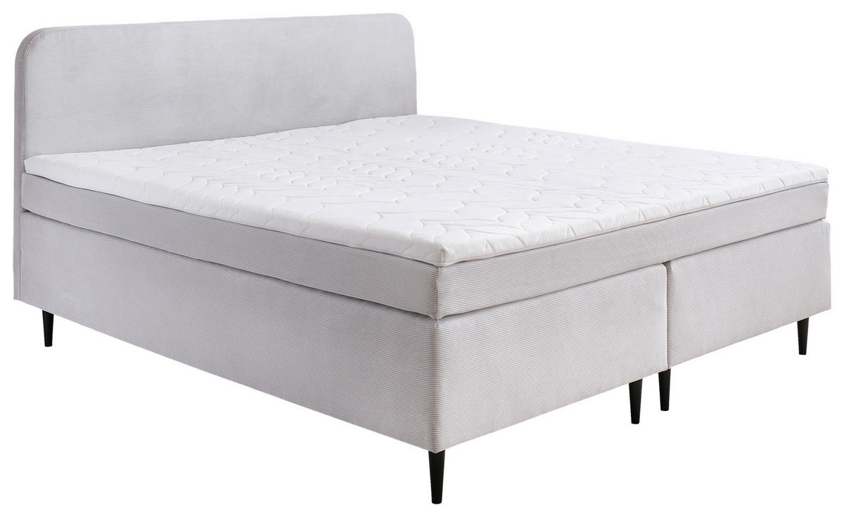 BOXSPRINGBETT 180/200 cm  in Hellgrau  - Hellgrau/Schwarz, KONVENTIONELL, Holz/Textil (180/200cm) - Boxxx