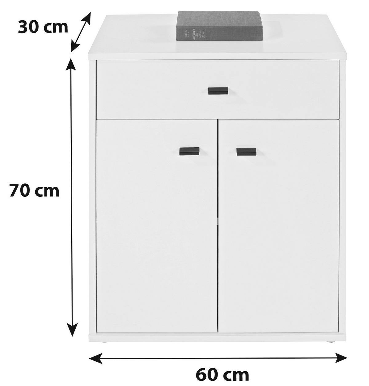 Kommode B 60 cm Boni, Boni  in 60/70/30 cm  - Schwarz/Weiß, MODERN, Holzwerkstoff/Kunststoff (60/70/30cm) - Boxxx