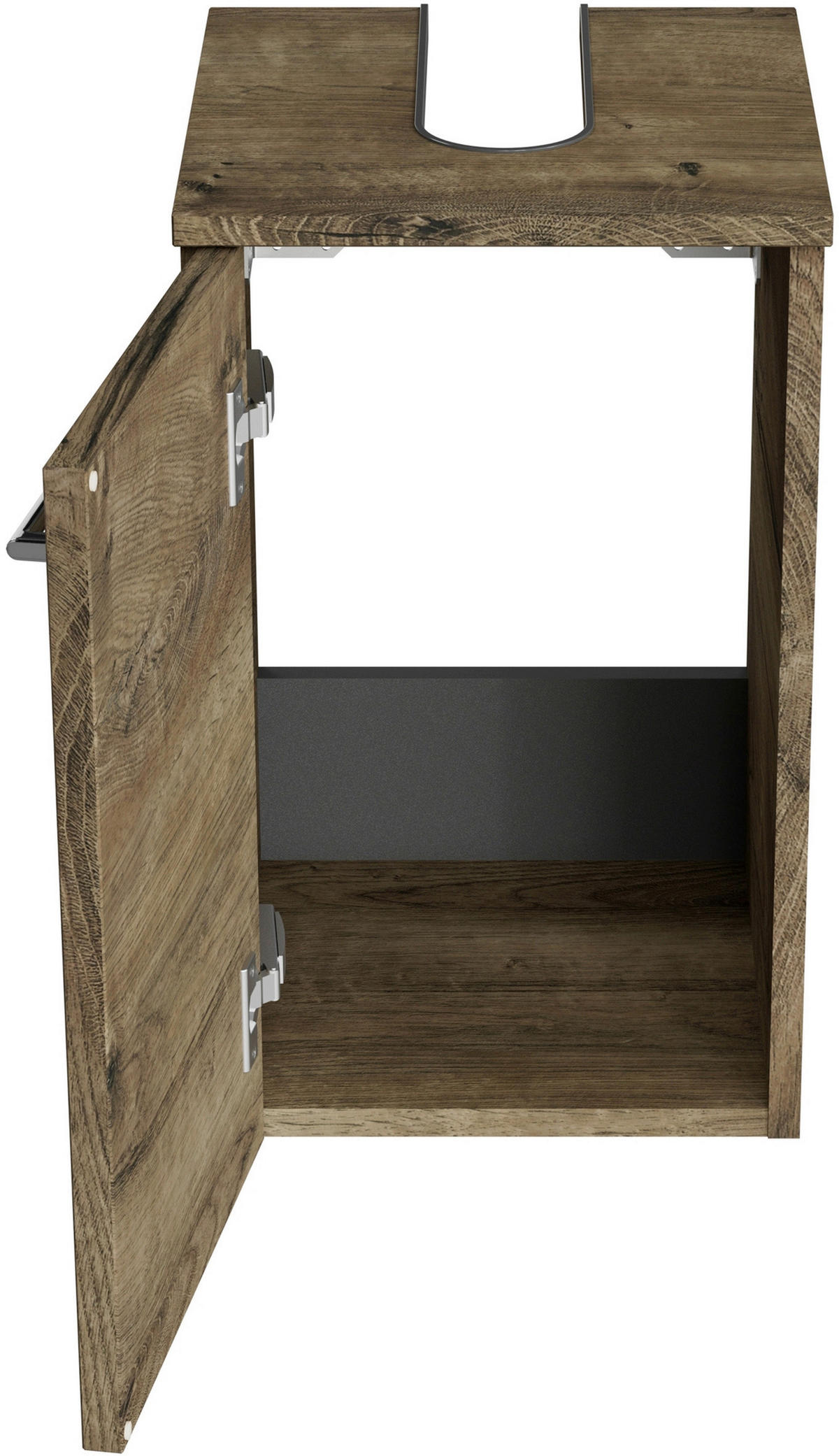 WASCHBECKENUNTERSCHRANK 30/49,8/33,3 cm  - Eiche dunkel/Chromfarben, KONVENTIONELL, Holzwerkstoff/Metall (30/49,8/33,3cm) - Sadena