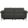 3-SITZER-SOFA  in Echtleder Anthrazit   - Anthrazit/Schwarz, Design, Leder/Metall (210/79/104cm) - Belluti