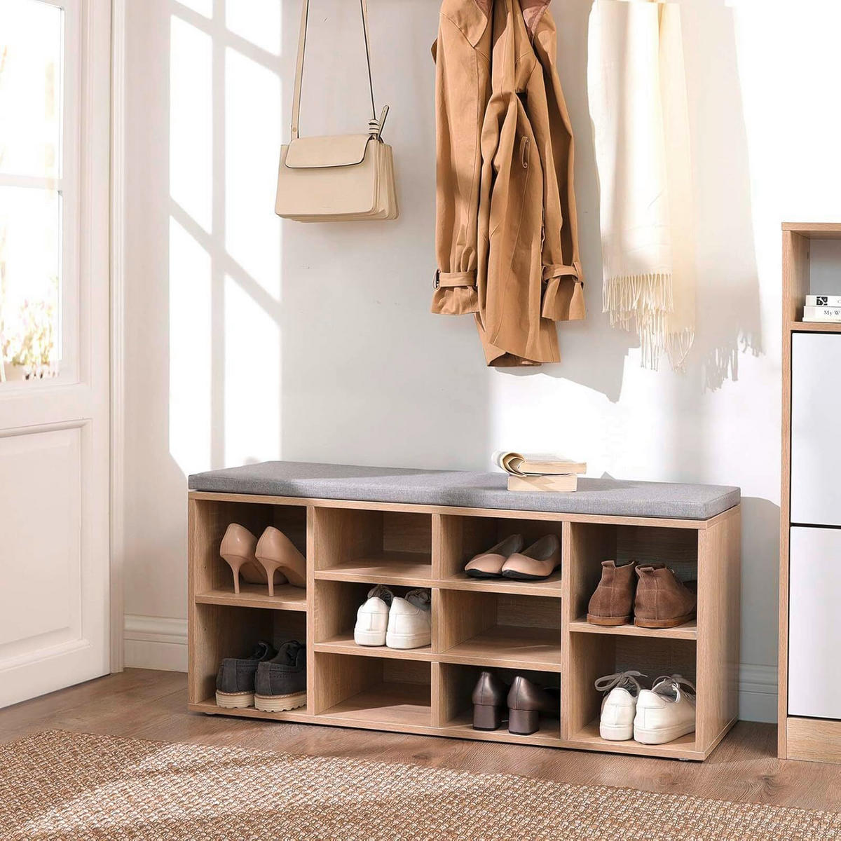 LAVICA DO PREDSIENE, 104/48/30 cm - sivá/farba duba, Trend, kompozitné drevo (104/48/30cm) - Boxxx