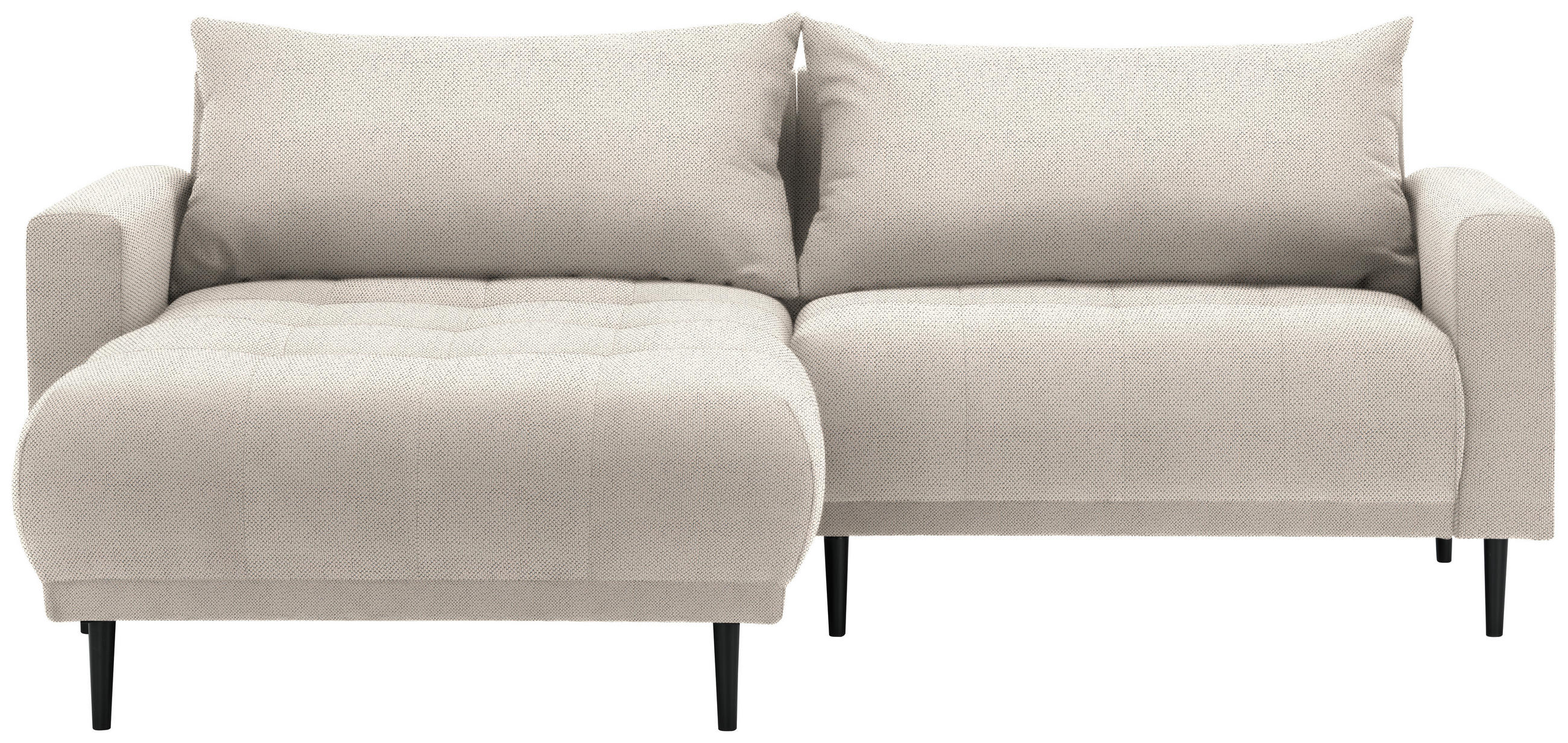 ECKSOFA Beige Flachgewebe Rückenkissen, Rücken echt  - Beige/Schwarz, Design, Holz/Textil (215/160cm) - Stylife