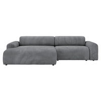 ECKSOFA Dunkelgrau Cord  - Dunkelgrau/Schwarz, Design, Kunststoff/Textil (178/292cm) - home24