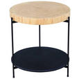 BEISTELLTISCH 50/50/55 cm Eiche furniert Schwarz, Eichefarben rund  - Eichefarben/Schwarz, Natur, Holz/Holzwerkstoff (50/50/55cm) - Waldwelt