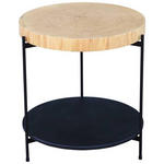 BEISTELLTISCH 50/50/55 cm Eiche furniert Schwarz, Eichefarben rund  - Eichefarben/Schwarz, Natur, Holz/Holzwerkstoff (50/50/55cm) - Waldwelt