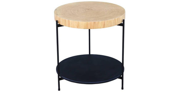 BEISTELLTISCH 50/50/55 cm Eiche furniert Schwarz, Eichefarben rund - Eichefarben/Schwarz, Natur, Holz/Holzwerkstoff (50/50/55cm) - Waldwelt