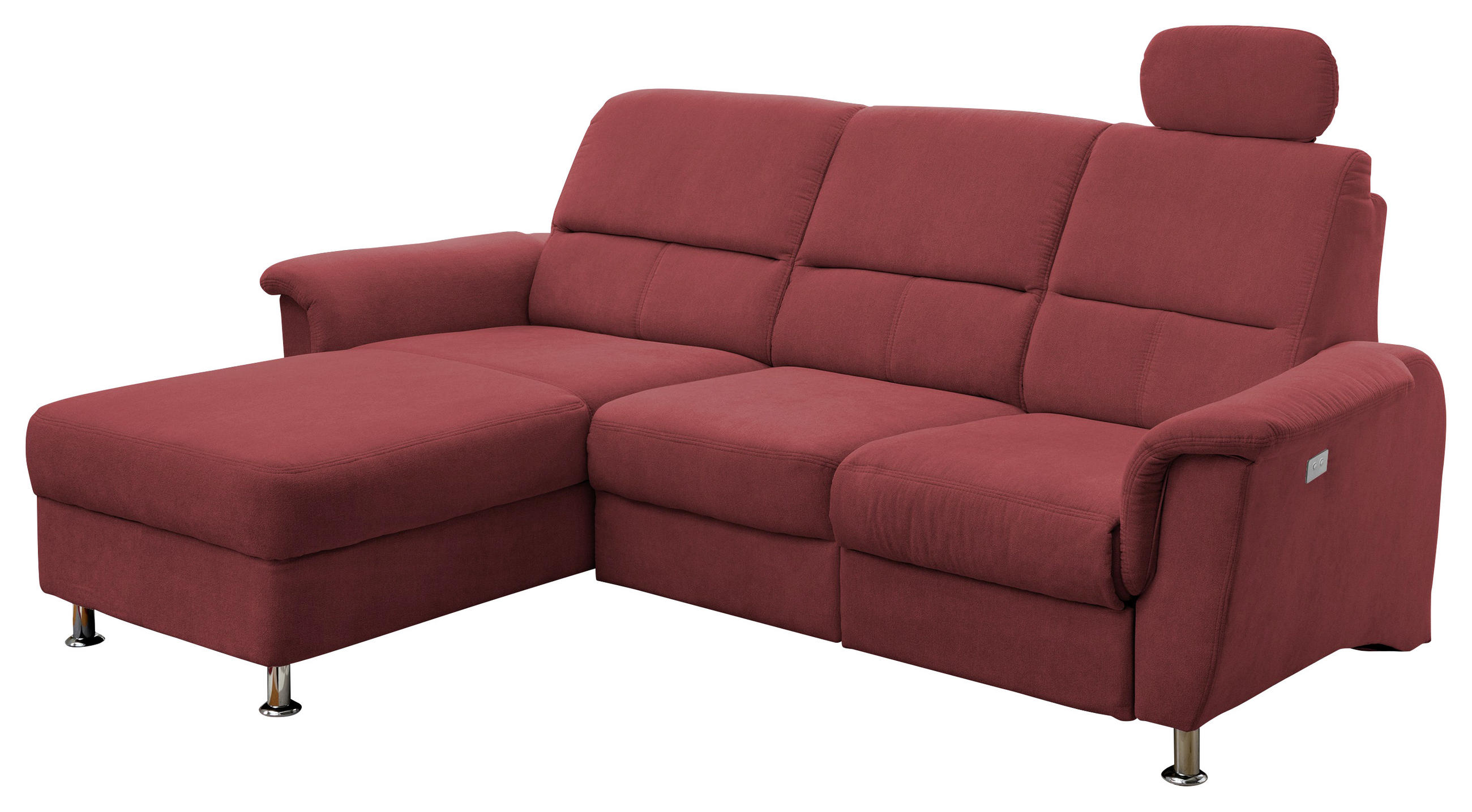 ECKSOFA Rot Mikrofaser - Chromfarben/Rot, MODERN, Textil/Metall (165/231cm) - Livetastic