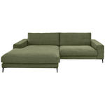 ECKSOFA Dunkelgrün Feincord  - Dunkelgrün/Schwarz, Design, Textil/Metall (207/293cm) - Dieter Knoll