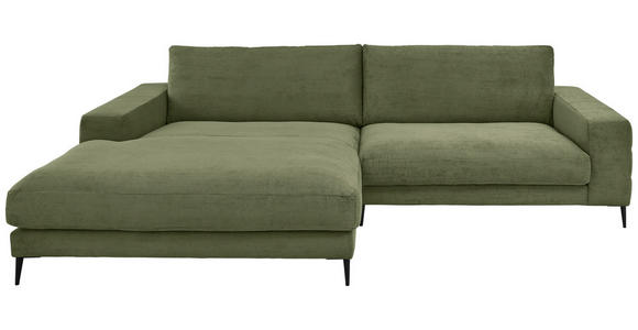 ECKSOFA in Feincord Dunkelgrün  - Dunkelgrün/Schwarz, Design, Textil/Metall (207/293cm) - Dieter Knoll