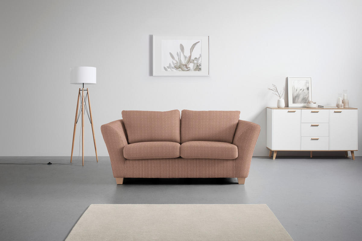 2-SITZER-SOFA in Cord Altrosa  - Altrosa/Naturfarben, Holz/Textil (190/70-85/95cm) - MID.YOU