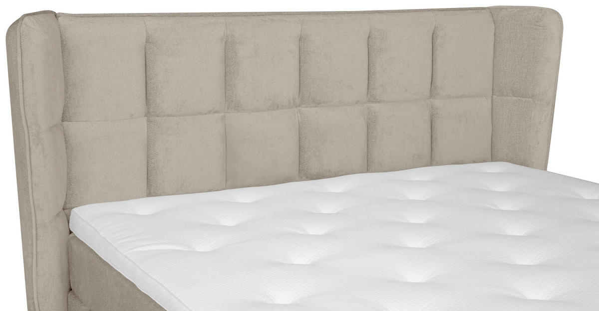 KONTINENTALSÄNG 160/200 cm  i beige  - beige/svart, Klassisk, trä/textil (160/200cm) - Niels Andersson