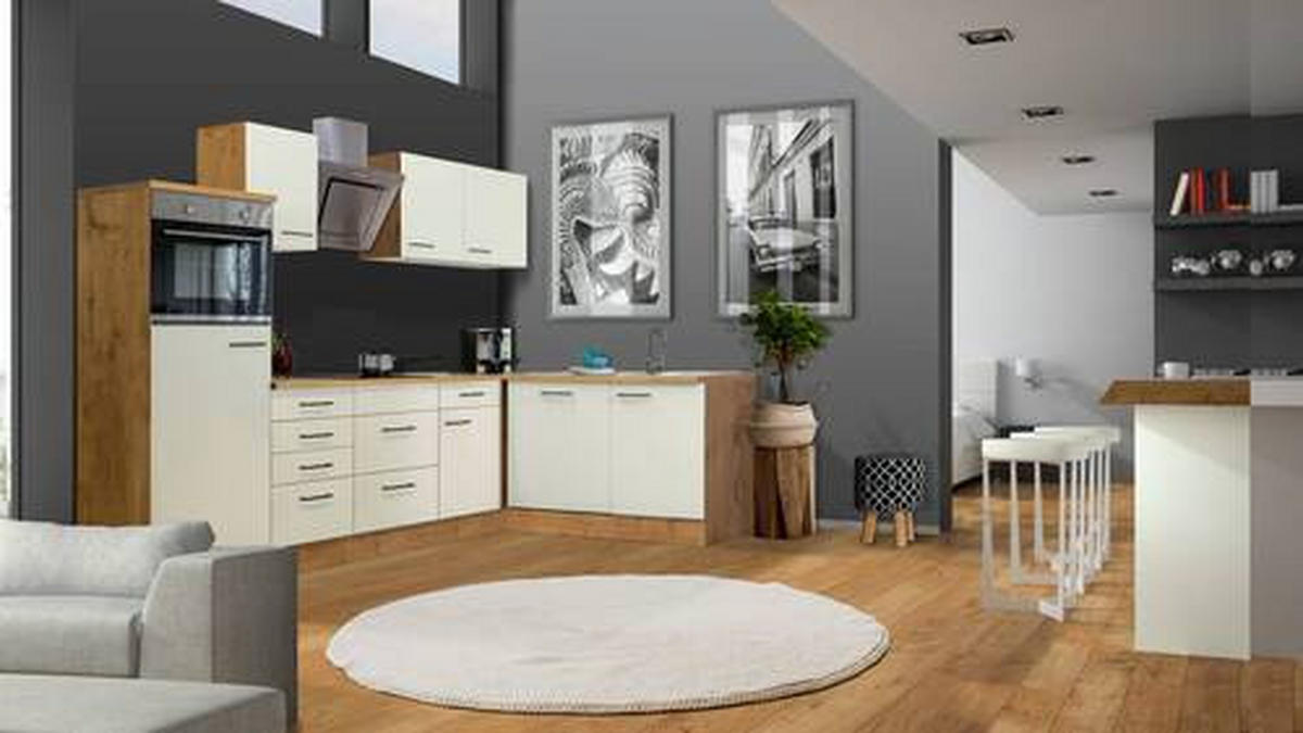 ECKKÜCHE 280/170 cm  in Eichefarben, Magnolie  - Eichefarben/Magnolie, MODERN, Holzwerkstoff/Metall (280/170cm) - FlexWell