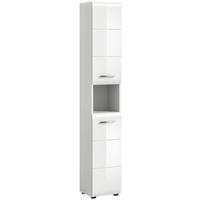 HOCHSCHRANK 30/185/30 cm  - Weiß Hochglanz/Silberfarben, MODERN, Holzwerkstoff/Kunststoff (30/185/30cm) - MID.YOU