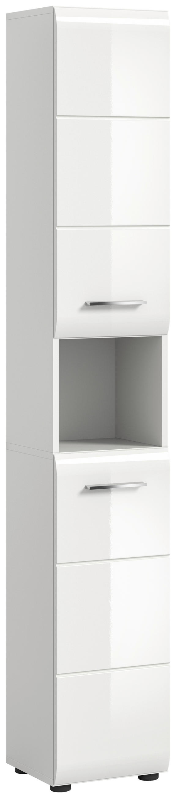 HOCHSCHRANK 30/185/30 cm  - Weiß Hochglanz/Silberfarben, MODERN, Holzwerkstoff/Kunststoff (30/185/30cm) - MID.YOU