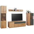 WOHNWAND  in Grau, Eichefarben  330/204/50 cm  - Eichefarben/Silberfarben, Design, Glas/Holz (330/204/50cm) - Waldwelt