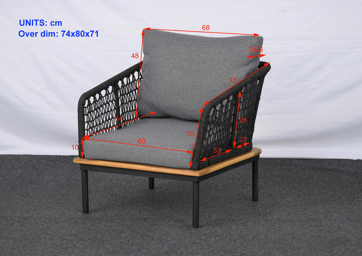 VRTNI SET   jeklo    antracit, barve akacije    - antracit/barve akacije, Moderno, kovina/umetna masa - Ambia Garden