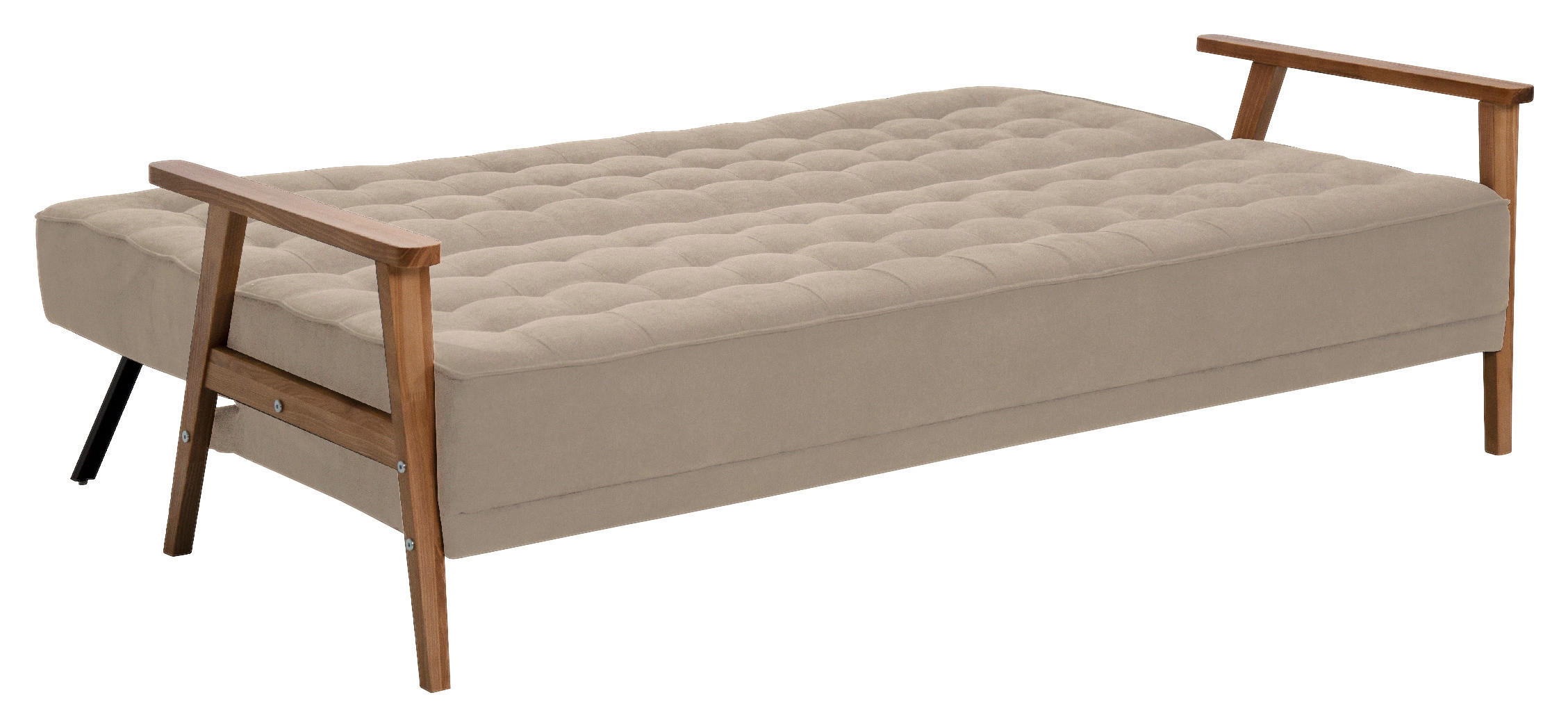 SCHLAFSOFA Mikrofaser Beige  - Eschefarben/Beige, Design, Holz/Textil (202/95/95cm) - P & B