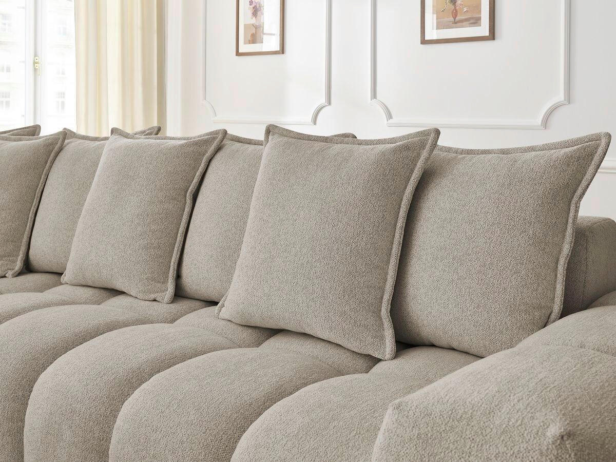 ECKSOFA Ottomane links  EVEREST Taupe Flachgewebe  - Taupe/Schwarz, MODERN, Kunststoff/Textil (210/352cm)